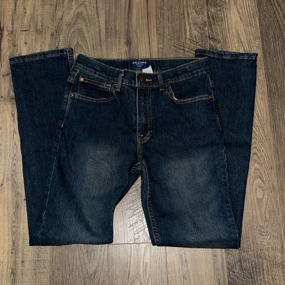 Arizona Jean Company Dark Blue Boys Size 16 Straight-Leg Jeans